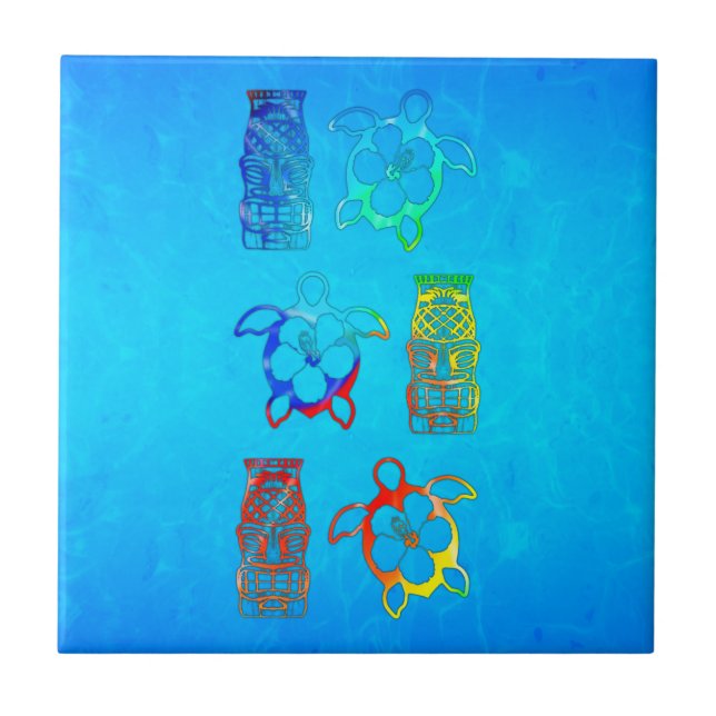 Carreau Colorant Honu de cravate et masque de Tiki (Devant)