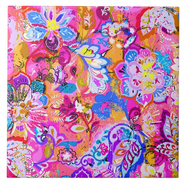 Carreau Colorant magique abstrait floral (Devant)