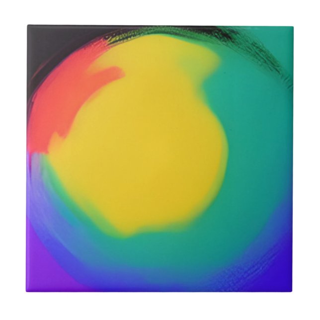 Carreau Colorball art abstrait jaune vert rouge indigo (Devant)