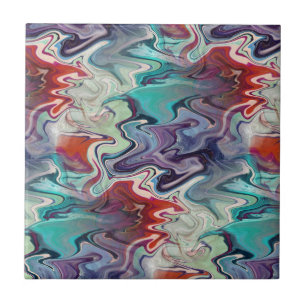 Carreau Coloré Artsy Wavy Agate Look Abstract Design