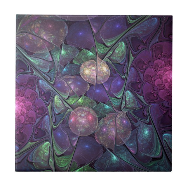 Carreau Coloré brillant Art Abstrait Fractal moderne (Devant)