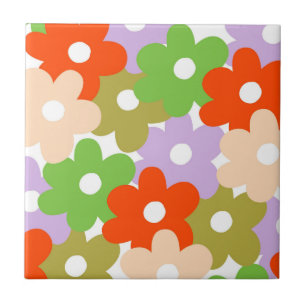 Carreau Coloré Floral Simple Tropical Flower Motif Vin