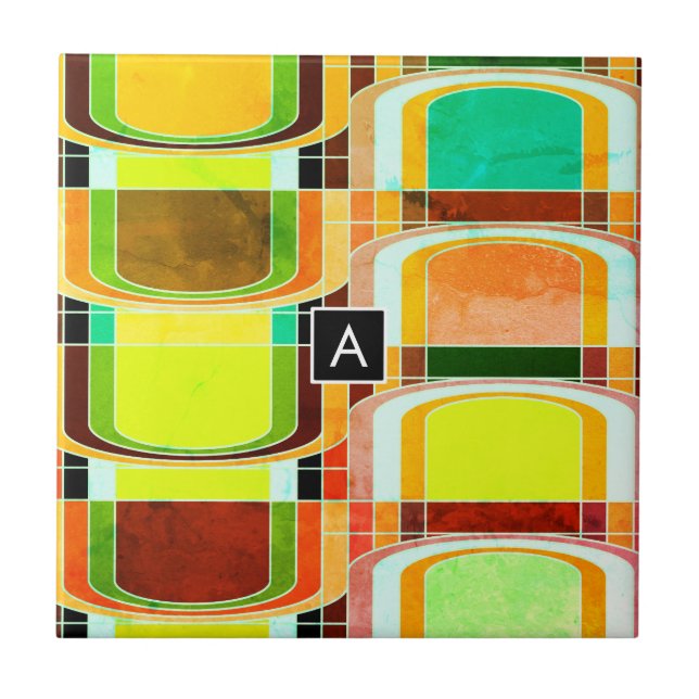 Carreau Coloré Funky Retro Inspiré (Devant)