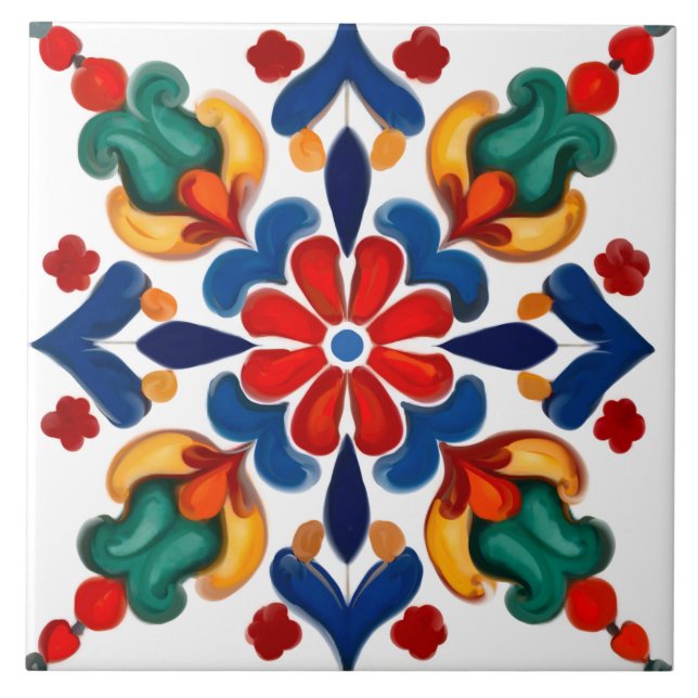 Carreau coloré, méditerranéen, mosaïque, (Devant)