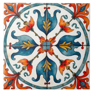 Carreau coloré, méditerranéen, mosaïque,