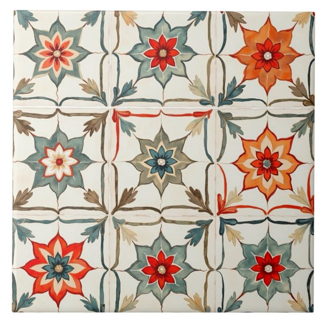 Carreau coloré, méditerranéen, mosaïque, (Devant)