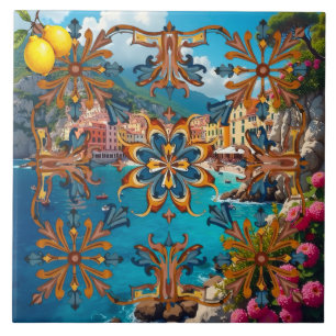 Carreau Coloré, Méditerranéen, mosaïque, bleu, neutre,