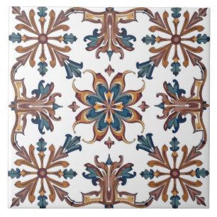 Carreau Coloré, Méditerranéen, mosaïque, bleu, neutre,