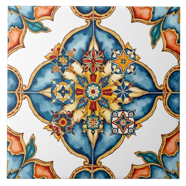 Carreau Coloré, Méditerranéen, mosaïque, Marocain, (Devant)