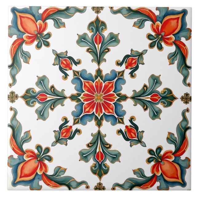 Carreau coloré, méditerranéen, scandinave, mosaïque, (Devant)