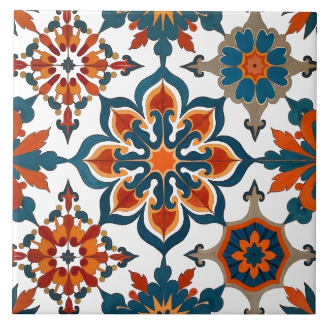 Carreau coloré, méditerranéen, scandinave, mosaïque, (Devant)