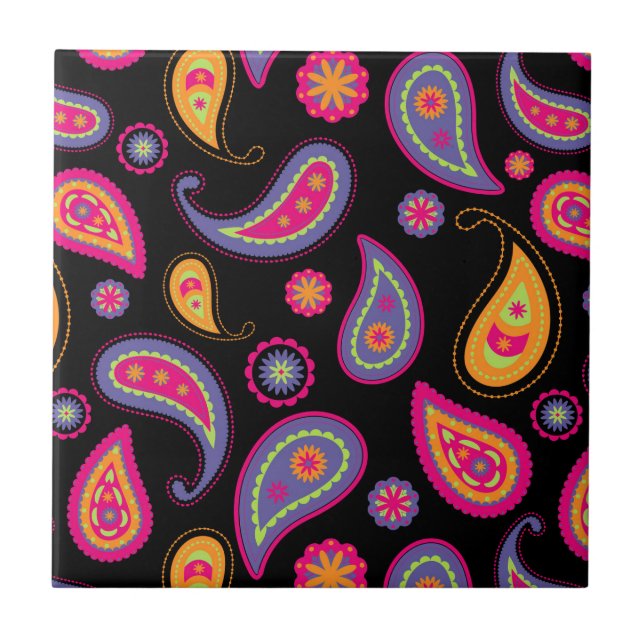 Carreau Coloré Paisley sans couture Motif (Devant)
