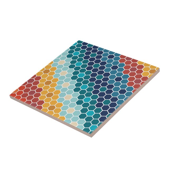 Carreau Coloré Retro Mosaïque Florale Motif Hexagon (Côté)