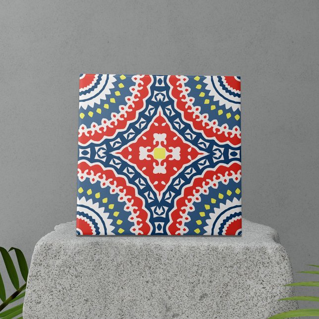 Carreau Coloré traditionnel Boho ethnique Motif géométriqu (Créateur téléchargé)
