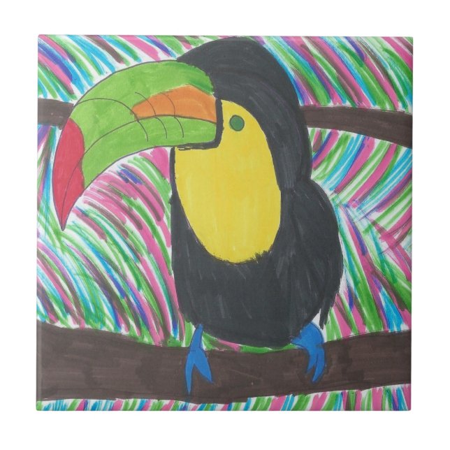 Carreau Coloré Tropical Toucan (Devant)