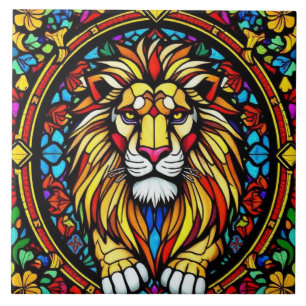 Carreau Coloré Verre coloré Lion Animal inspiré