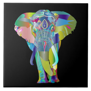 Carreau Colorful abstract elephant