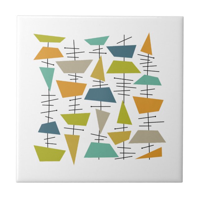 Carreau Colorful Abstract Hanging Wind Chimes Mid Century (Devant)