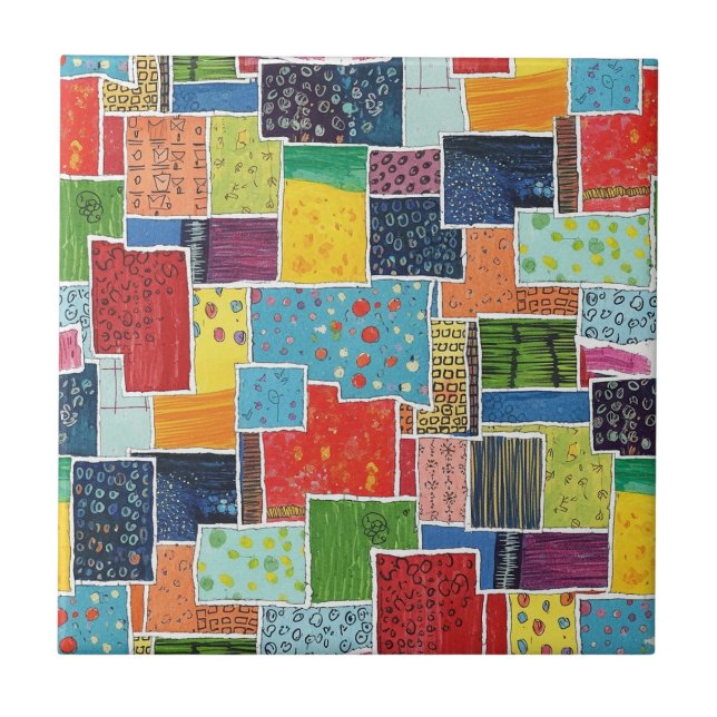Carreau Colorful Abstract Patchwork Pattern (Devant)