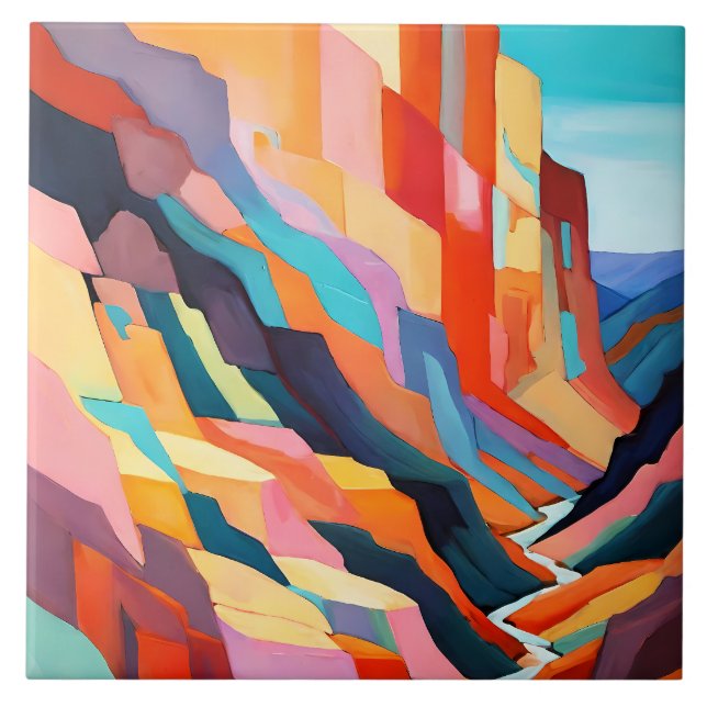 Carreau Colorful Abstract Southwestern Canyon Scenery (Devant)