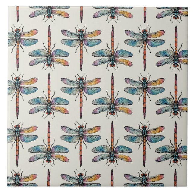 Carreau Colorful Dragonfly Pattern (Devant)