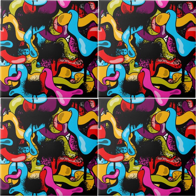 Carreau Colorful Neon Graffiti Hip Hop Street Art (Colorful Neon Graffiti Hip Hop Street Art Ceramic Tile)
