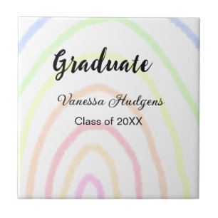 Carreau Colorful rainbow Boho graduation ajouter nom année