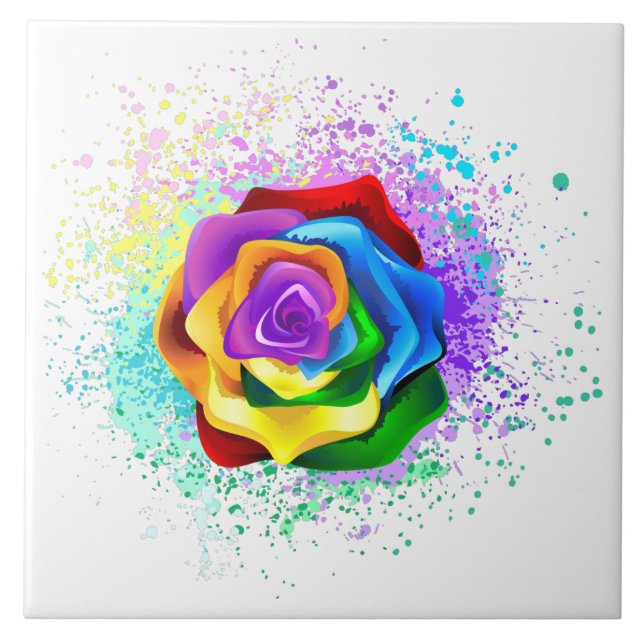 Carreau Colorful Rainbow Rose (Devant)