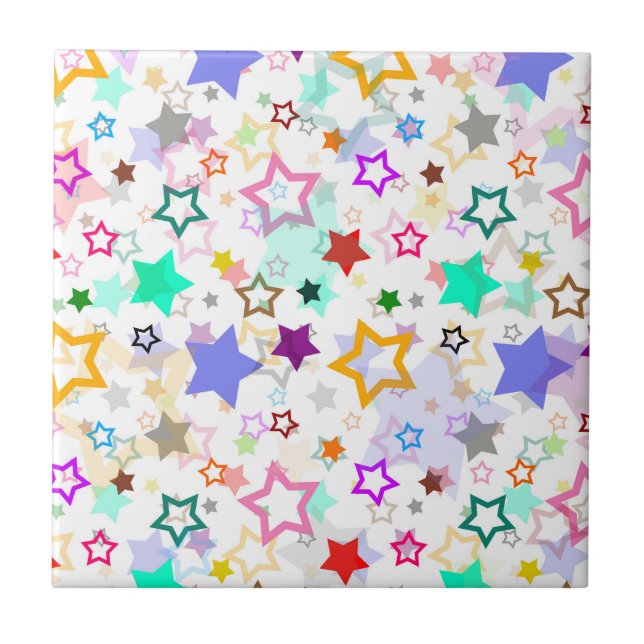 Carreau Colorful Stars White  (Devant)