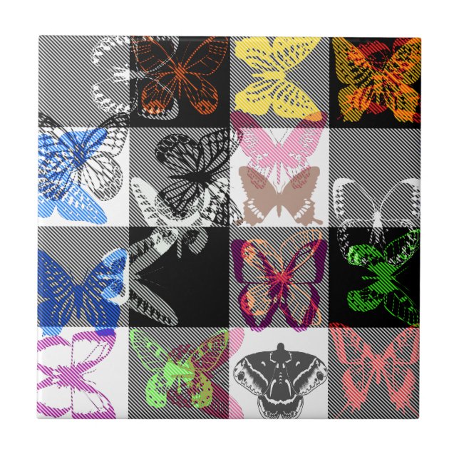 Carreau Colourful Butterfly Plaid Tartan Check Design  (Devant)