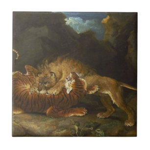 Carreau Combattre entre un lion et un tigre (par James War