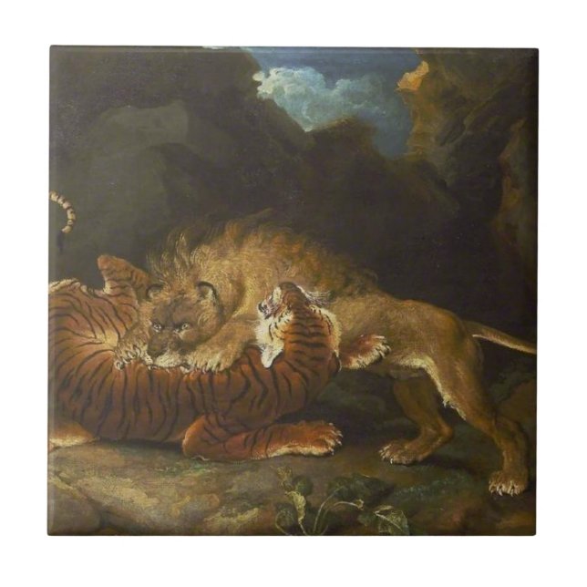 Carreau Combattre entre un lion et un tigre (par James War (Devant)
