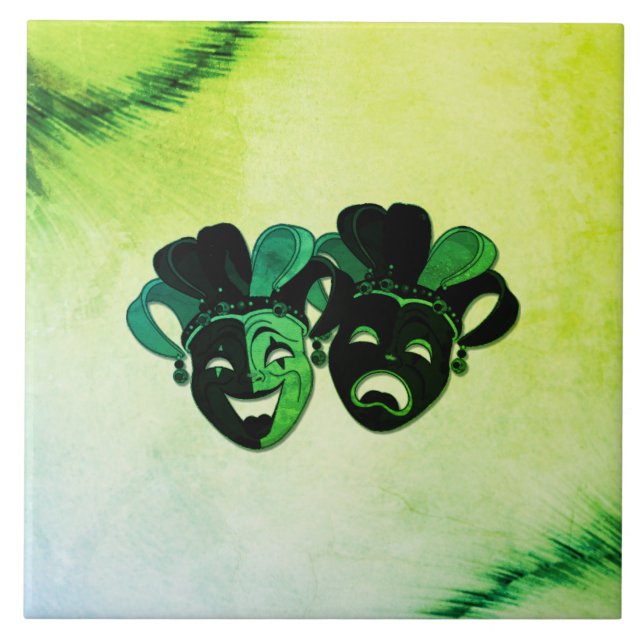 Carreau Comédie et Tragédie Théâtre Design vert (Devant)