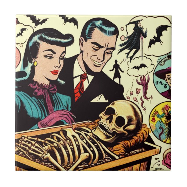 Carreau Comics Retro Goth Couple (Devant)