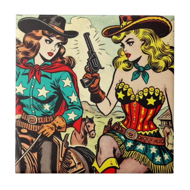 Carreau Comics Western Cowgirl vintage (Devant)