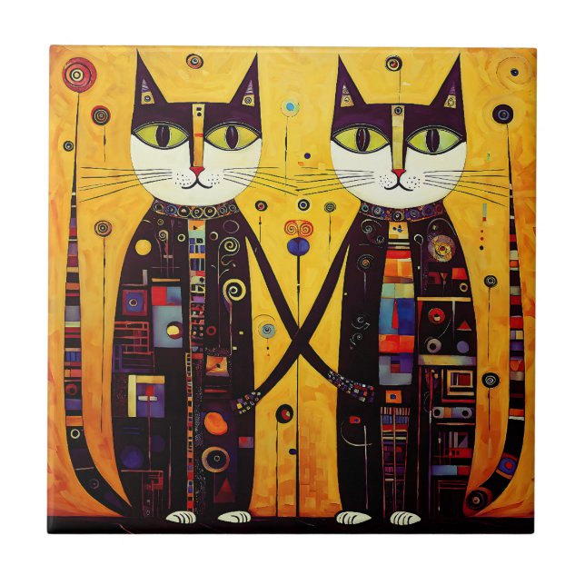 Carreau Compagnons Abstraits : Un conte de deux chats (Devant)