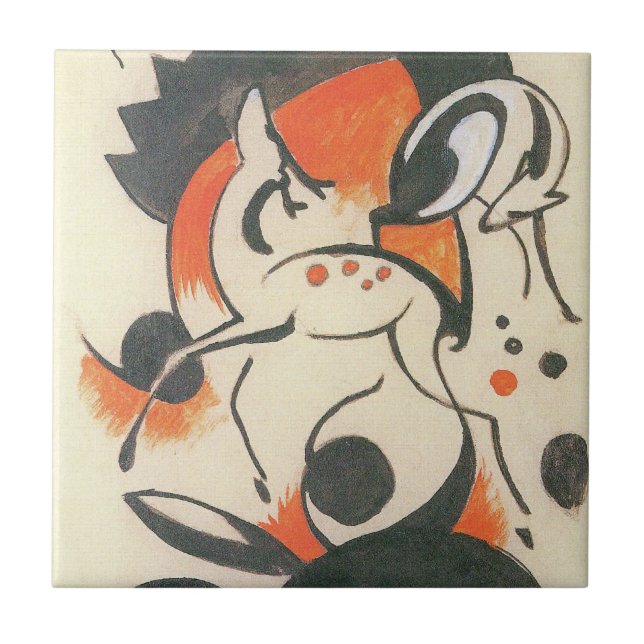 Carreau Composition avec deux cerfs de Franz Marc (Devant)