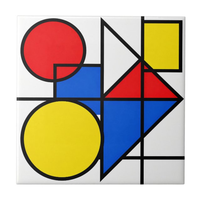 Carreau Composition de couleurs primaires de Mondrian (Devant)