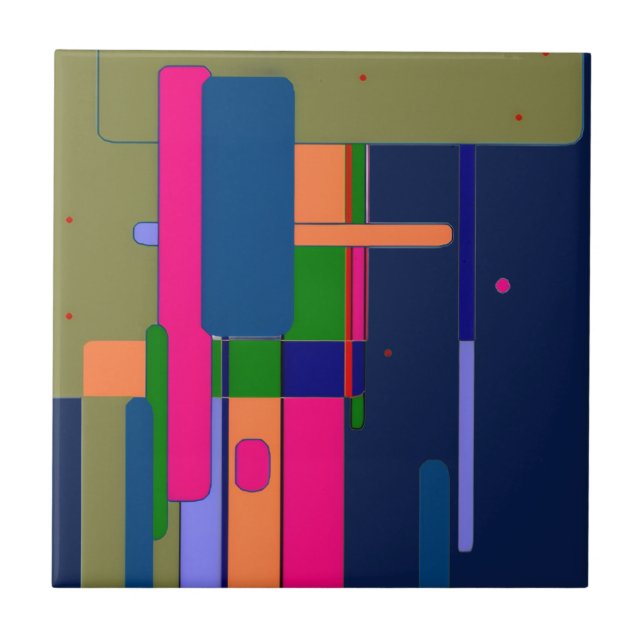 Carreau Composition d'œuvre d'art abstraite  (Devant)