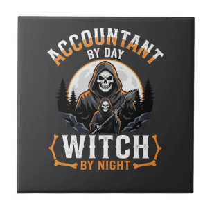 Carreau Comptable Halloween le jour Sorcière la nuit Desig