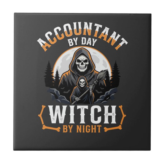 Carreau Comptable Halloween le jour Sorcière la nuit Desig (Devant)