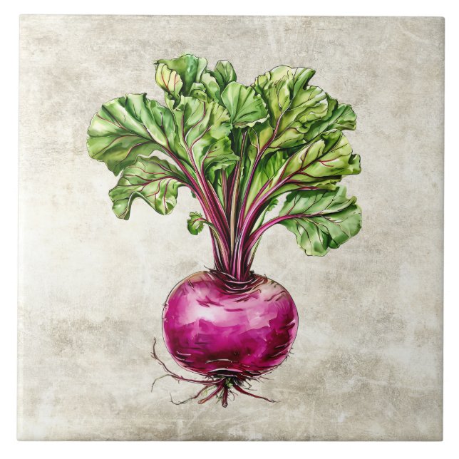 Carreau Conception aquarelle de betteraves rustiques avec  (Devant)