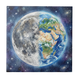 Carreau Conception céleste de galaxie à l'aquarelle Terre 