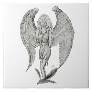 Carreau Conception d'ange noir et blanc