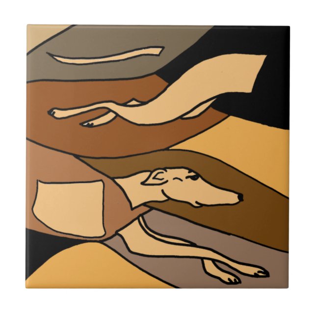 Carreau Conception d'art abstrait de chien de lévrier (Devant)