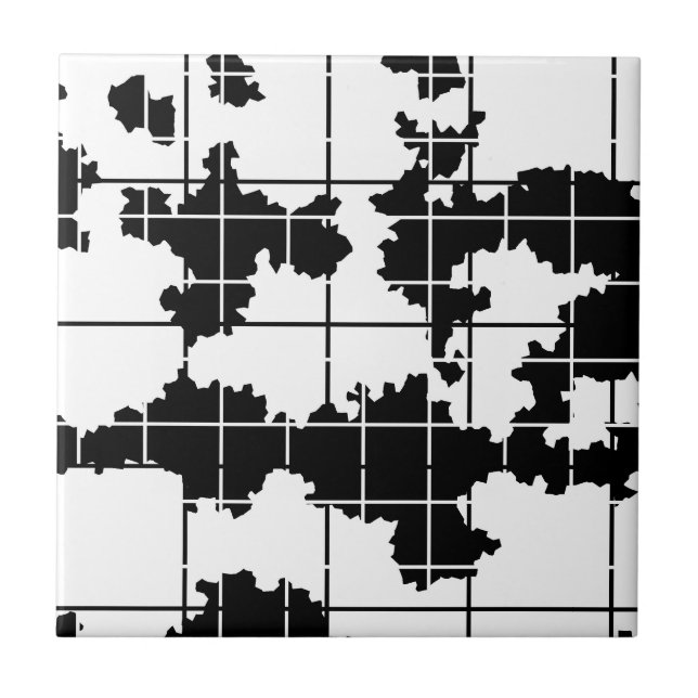 Carreau Conception d'art abstrait organique noir et blanc (Devant)