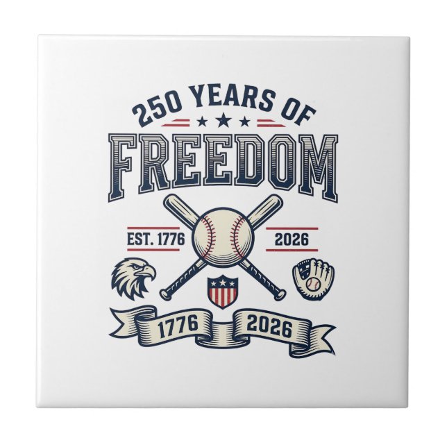 Carreau Conception de baseball patriotique 250 ans de libe (Devant)