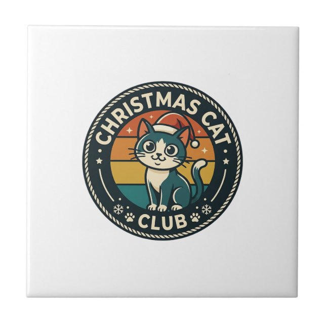 Carreau Conception de chat de Noël chaton mignon - Club de (Devant)