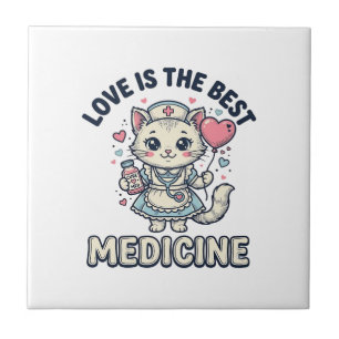 Carreau Conception de chat infirmière mignonne L'amour est