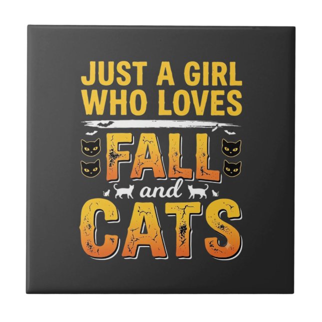 Carreau Conception de chats fille d'automne Halloween_1 (Devant)